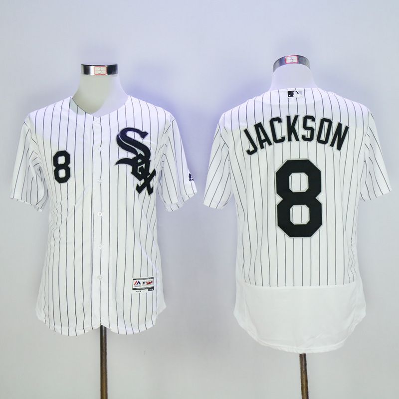Men Chicago White Sox #8 Jackson White Throwback Elite MLB Jerseys->chicago white sox->MLB Jersey